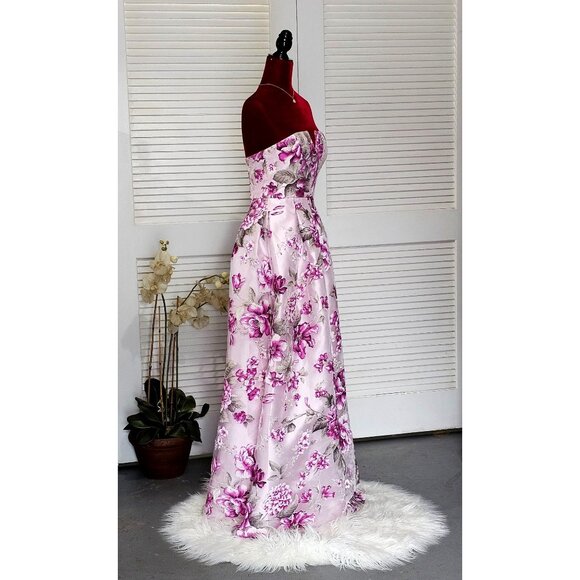 Anthropologie BHLDN Merritt Purple Floral Textured Strapless Gown Dress Sz 6 154 - Picture 3 of 15